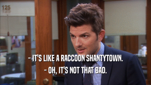 - IT'S LIKE A RACCOON SHANTYTOWN. - OH, IT'S NOT THAT BAD. 