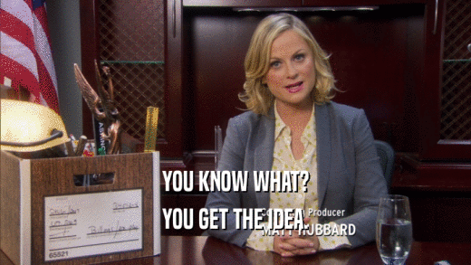 YOU KNOW WHAT? YOU GET THE IDEA. 