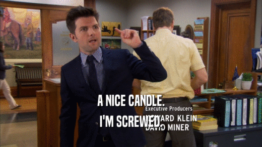 A NICE CANDLE. I'M SCREWED. 