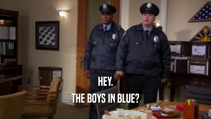 HEY. THE BOYS IN BLUE? 