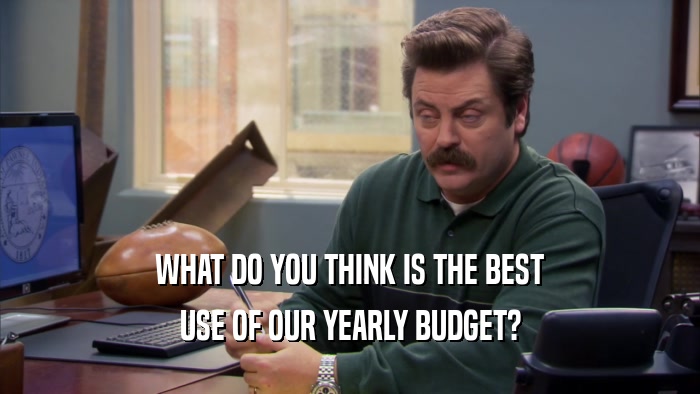 WHAT DO YOU THINK IS THE BEST USE OF OUR YEARLY BUDGET? 