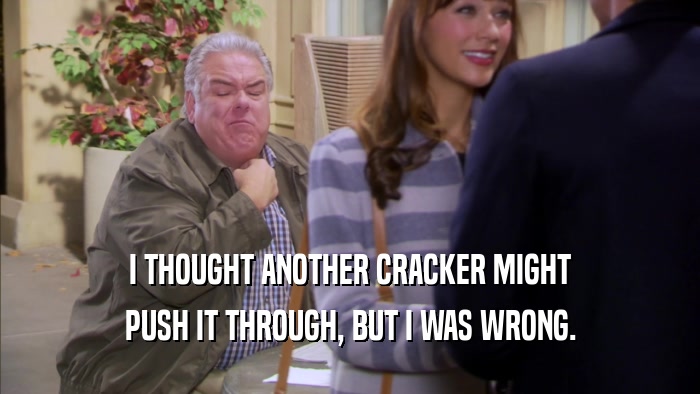 I THOUGHT ANOTHER CRACKER MIGHT PUSH IT THROUGH, BUT I WAS WRONG. 