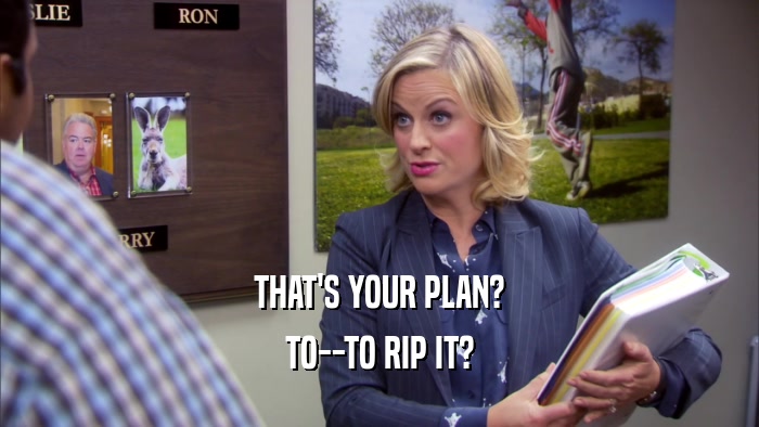 THAT'S YOUR PLAN? TO--TO RIP IT? 