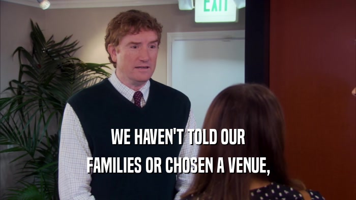 WE HAVEN'T TOLD OUR FAMILIES OR CHOSEN A VENUE, 