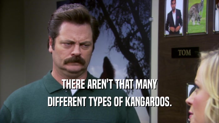 THERE AREN'T THAT MANY DIFFERENT TYPES OF KANGAROOS. 