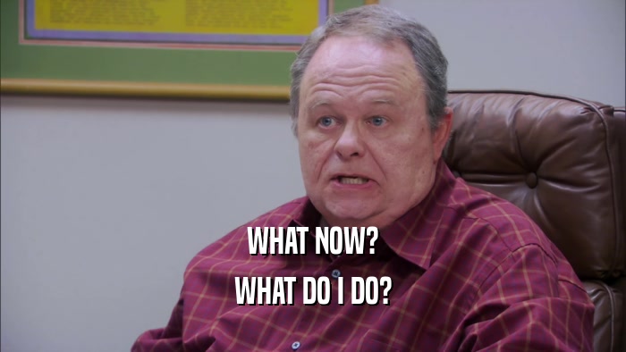 WHAT NOW? WHAT DO I DO? 