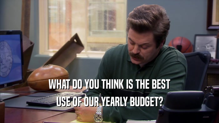 WHAT DO YOU THINK IS THE BEST USE OF OUR YEARLY BUDGET? 