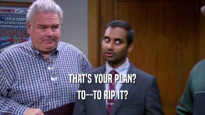 THAT'S YOUR PLAN? TO--TO RIP IT? 