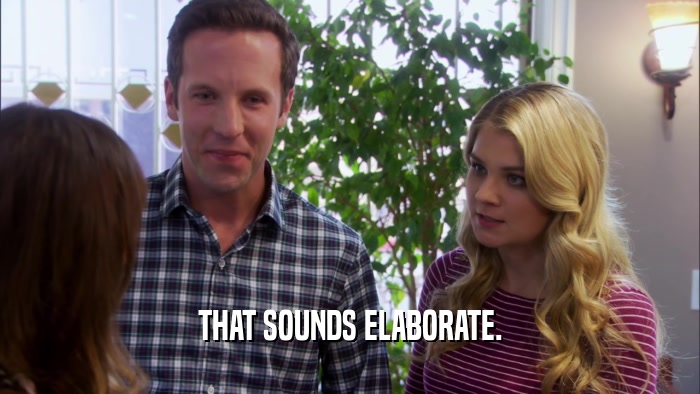 THAT SOUNDS ELABORATE.  