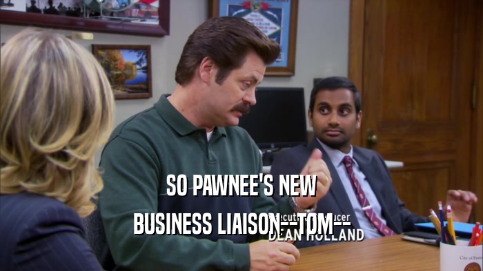 SO PAWNEE'S NEW BUSINESS LIAISON--TOM-- 