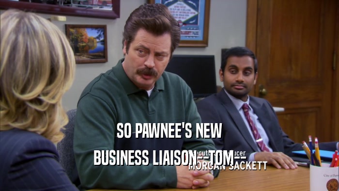 SO PAWNEE'S NEW BUSINESS LIAISON--TOM-- 