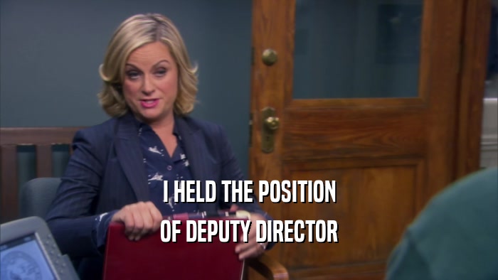 I HELD THE POSITION OF DEPUTY DIRECTOR 