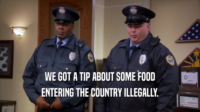WE GOT A TIP ABOUT SOME FOOD ENTERING THE COUNTRY ILLEGALLY. 