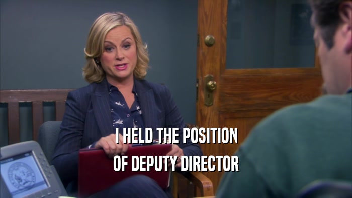 I HELD THE POSITION OF DEPUTY DIRECTOR 