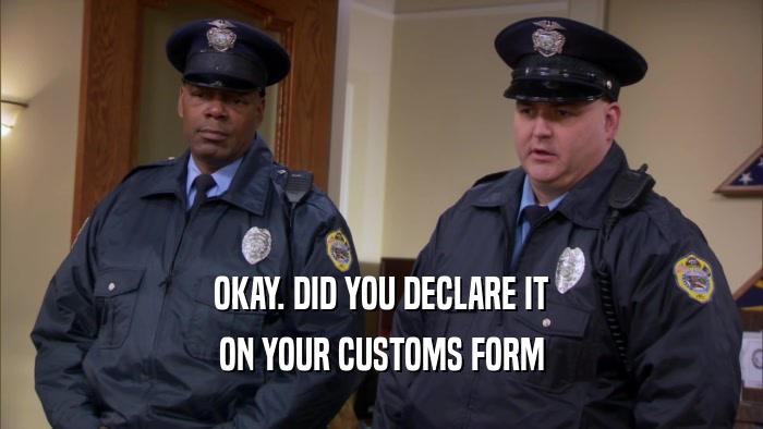 OKAY. DID YOU DECLARE IT ON YOUR CUSTOMS FORM 