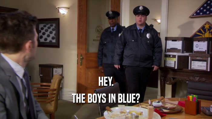HEY. THE BOYS IN BLUE? 