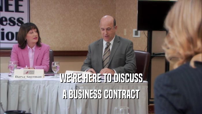 WE'RE HERE TO DISCUSS A BUSINESS CONTRACT 