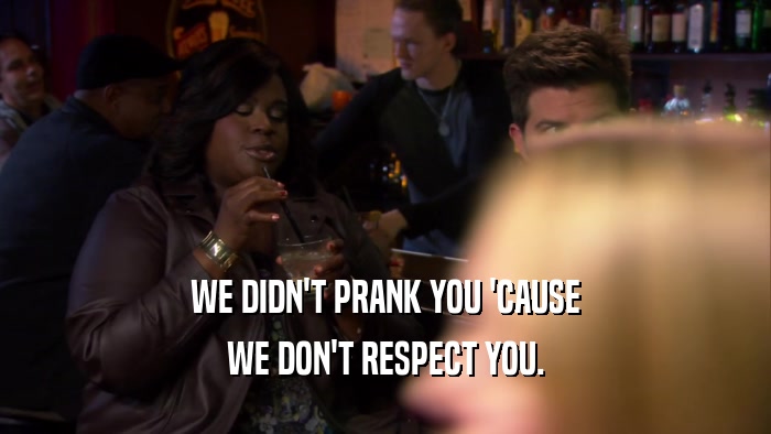 WE DIDN'T PRANK YOU 'CAUSE WE DON'T RESPECT YOU. 