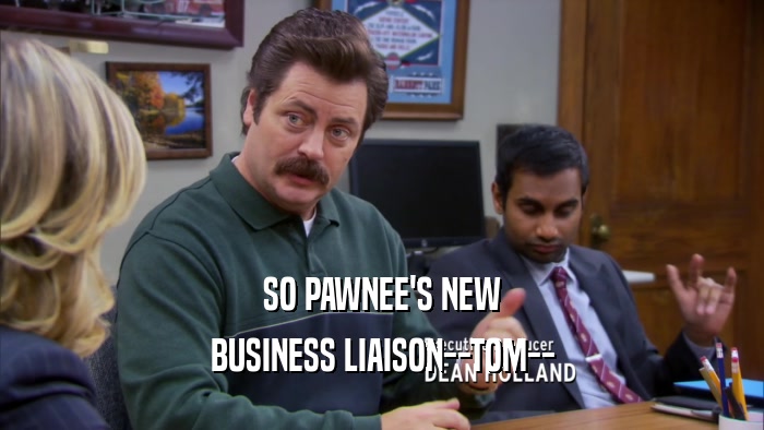SO PAWNEE'S NEW BUSINESS LIAISON--TOM-- 