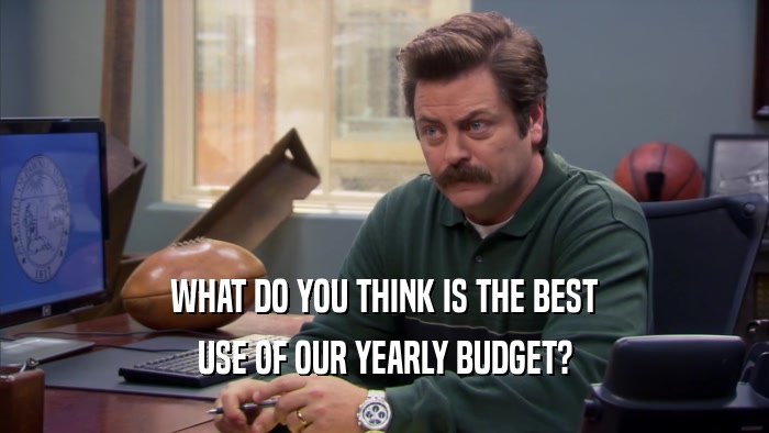 WHAT DO YOU THINK IS THE BEST USE OF OUR YEARLY BUDGET? 
