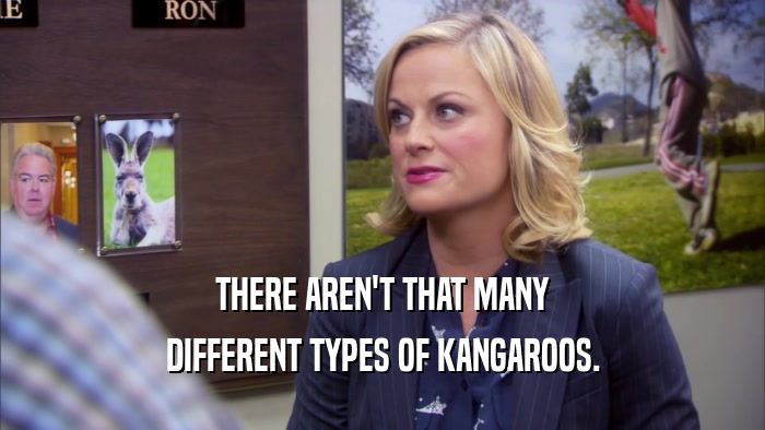 THERE AREN'T THAT MANY DIFFERENT TYPES OF KANGAROOS. 