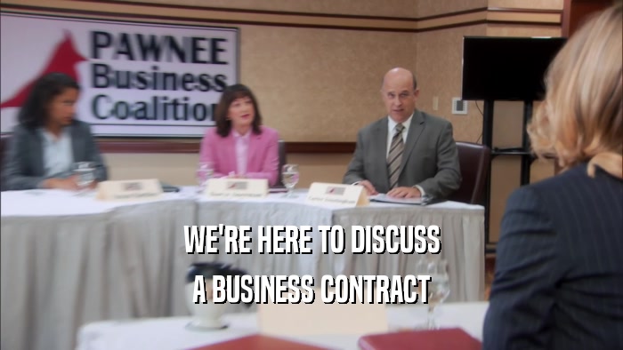 WE'RE HERE TO DISCUSS A BUSINESS CONTRACT 