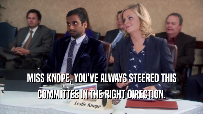 MISS KNOPE, YOU'VE ALWAYS STEERED THIS COMMITTEE IN THE RIGHT DIRECTION. 
