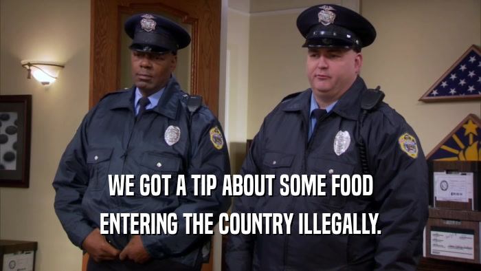 WE GOT A TIP ABOUT SOME FOOD ENTERING THE COUNTRY ILLEGALLY. 