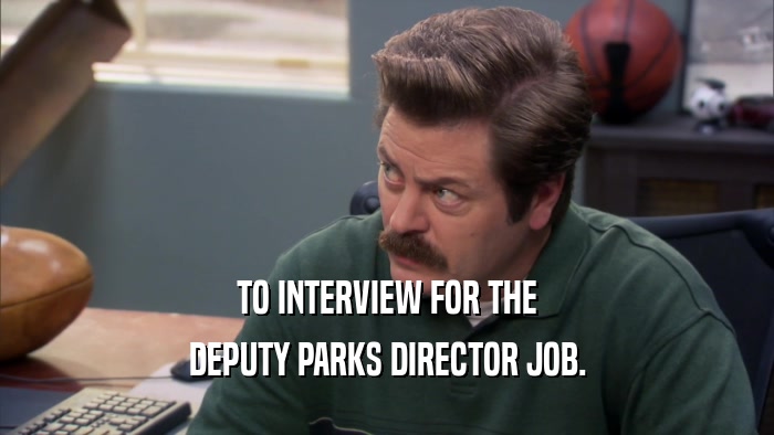 TO INTERVIEW FOR THE DEPUTY PARKS DIRECTOR JOB. 