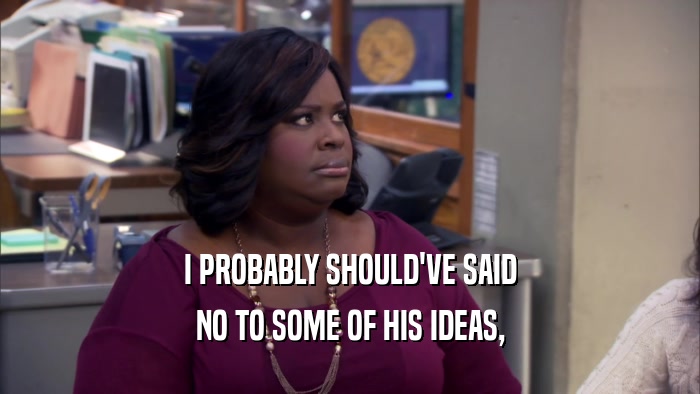 I PROBABLY SHOULD'VE SAID NO TO SOME OF HIS IDEAS, 