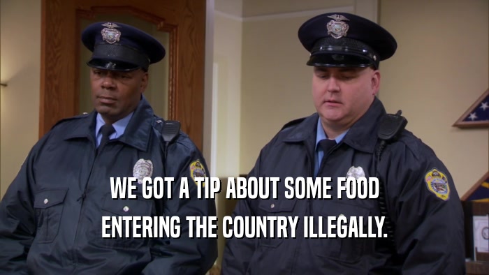 WE GOT A TIP ABOUT SOME FOOD ENTERING THE COUNTRY ILLEGALLY. 
