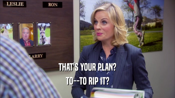 THAT'S YOUR PLAN? TO--TO RIP IT? 
