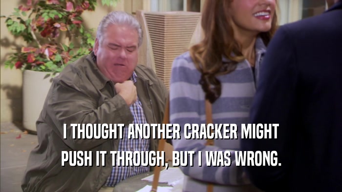 I THOUGHT ANOTHER CRACKER MIGHT PUSH IT THROUGH, BUT I WAS WRONG. 