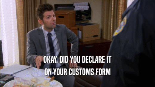 OKAY. DID YOU DECLARE IT ON YOUR CUSTOMS FORM 