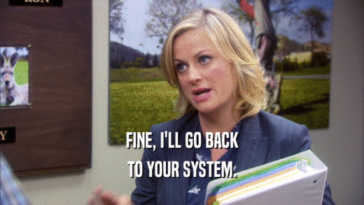 FINE, I'LL GO BACK TO YOUR SYSTEM. 