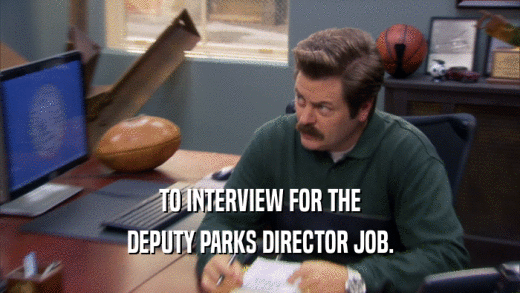 TO INTERVIEW FOR THE DEPUTY PARKS DIRECTOR JOB. 