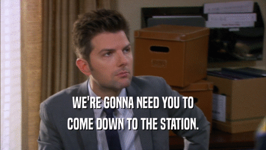 WE'RE GONNA NEED YOU TO COME DOWN TO THE STATION. 
