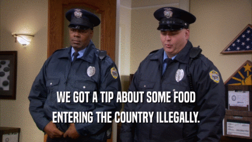 WE GOT A TIP ABOUT SOME FOOD ENTERING THE COUNTRY ILLEGALLY. 