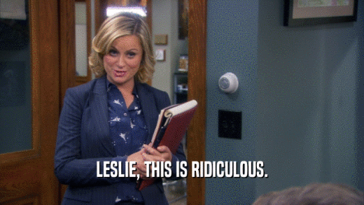 LESLIE, THIS IS RIDICULOUS.  