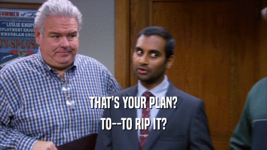THAT'S YOUR PLAN? TO--TO RIP IT? 