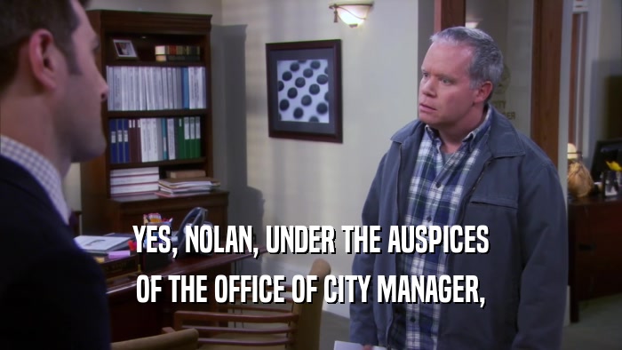 YES, NOLAN, UNDER THE AUSPICES
 OF THE OFFICE OF CITY MANAGER,
 