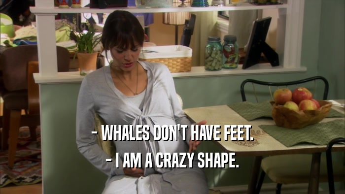 - WHALES DON'T HAVE FEET.
 - I AM A CRAZY SHAPE.
 
