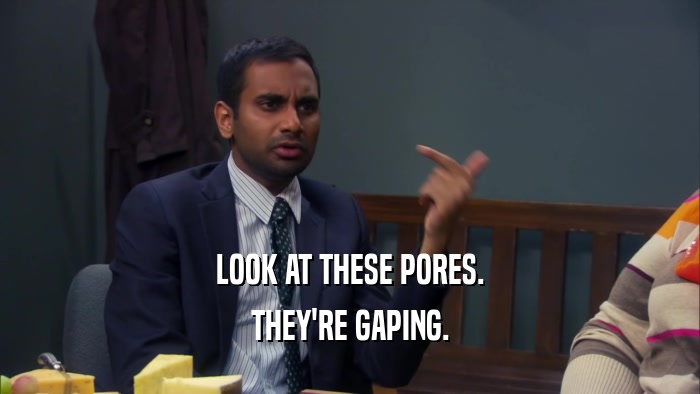LOOK AT THESE PORES. THEY'RE GAPING. 