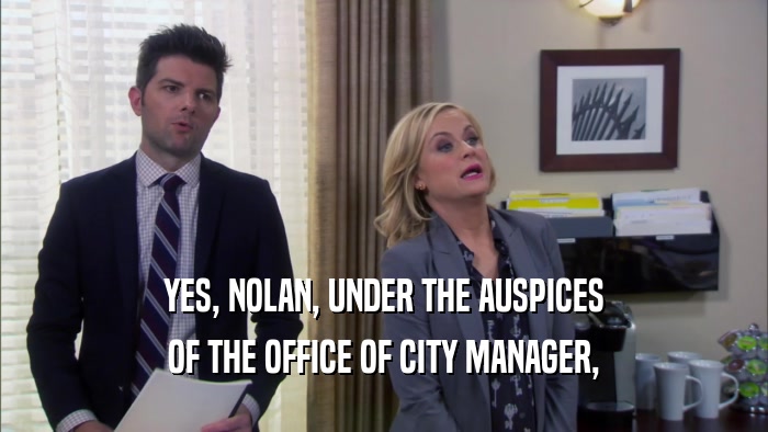 YES, NOLAN, UNDER THE AUSPICES
 OF THE OFFICE OF CITY MANAGER,
 