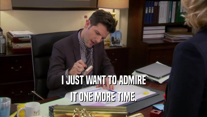 I JUST WANT TO ADMIRE IT ONE MORE TIME. 