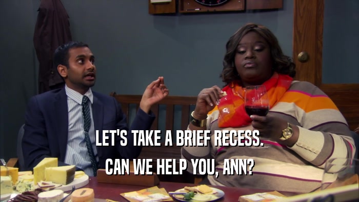 LET'S TAKE A BRIEF RECESS. CAN WE HELP YOU, ANN? 