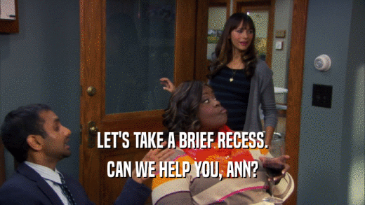 LET'S TAKE A BRIEF RECESS. CAN WE HELP YOU, ANN? 