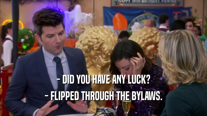 - DID YOU HAVE ANY LUCK? - FLIPPED THROUGH THE BYLAWS. 