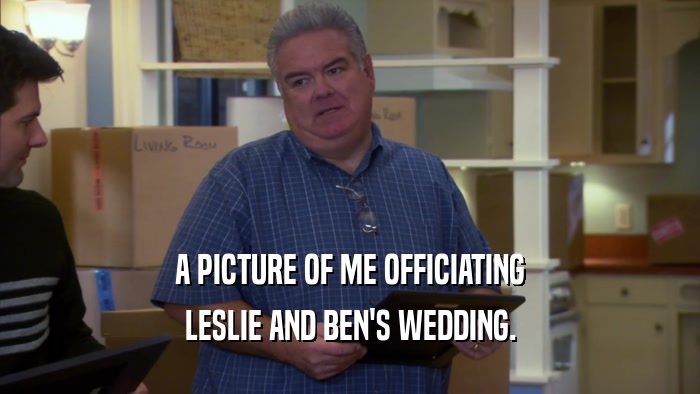 A PICTURE OF ME OFFICIATING LESLIE AND BEN'S WEDDING. 