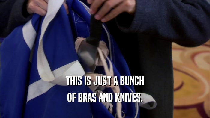 THIS IS JUST A BUNCH OF BRAS AND KNIVES. 